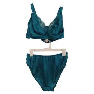 Vintage Teal silky feel Intimate set with high waist bottoms